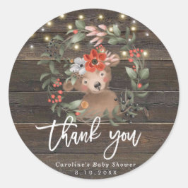 Redonda ducha de bebé de madera rústica gracias pegatina