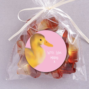 Redonda Duckling With Love Favor Pegatina Redondo Clásico