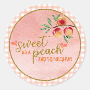 Redonda Dulce como Pegatina de la Peach - Gingham Pink