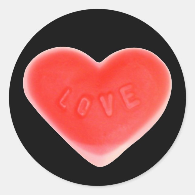 Redonda Dulce corazón pegatina negro (Anverso)