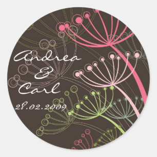 Redonda Dulce Dandelions Rosa Moda Pegatina Boda de verano