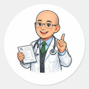 Redonda Dulce pegatina chibi de médico profesión médica