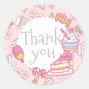 Redonda Dulce Pegatina de pastelería y bebidas