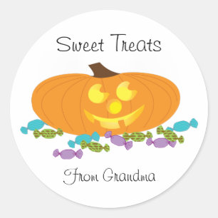 Redonda Dulces de Halloween con un pegatina de calabaza