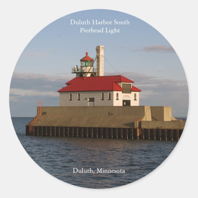 Redonda Duluth Harbour South Pierhead Light pegatina (Anverso)