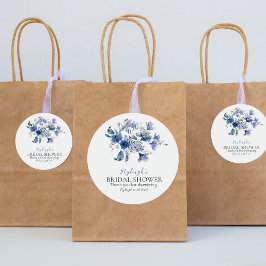 Redonda Dusty Blue Calla Lily Ribbon Bow Gracias Pegatina