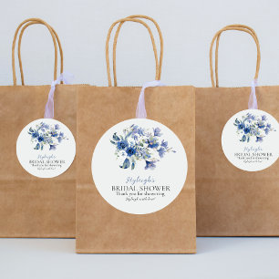 Redonda Dusty Blue Calla Lily Ribbon Bow Gracias Pegatina