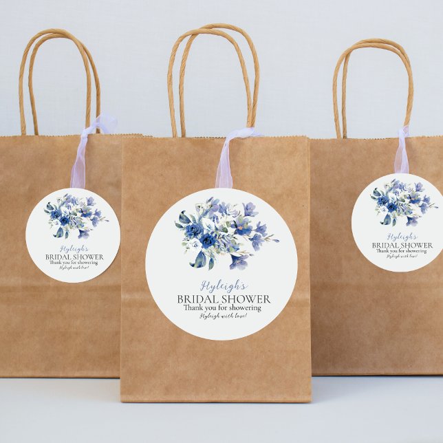 Redonda Dusty Blue Calla Lily Ribbon Bow Gracias Pegatina (Subido por el creador)