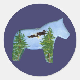 Redonda Eagle Dala Horse Pegatina