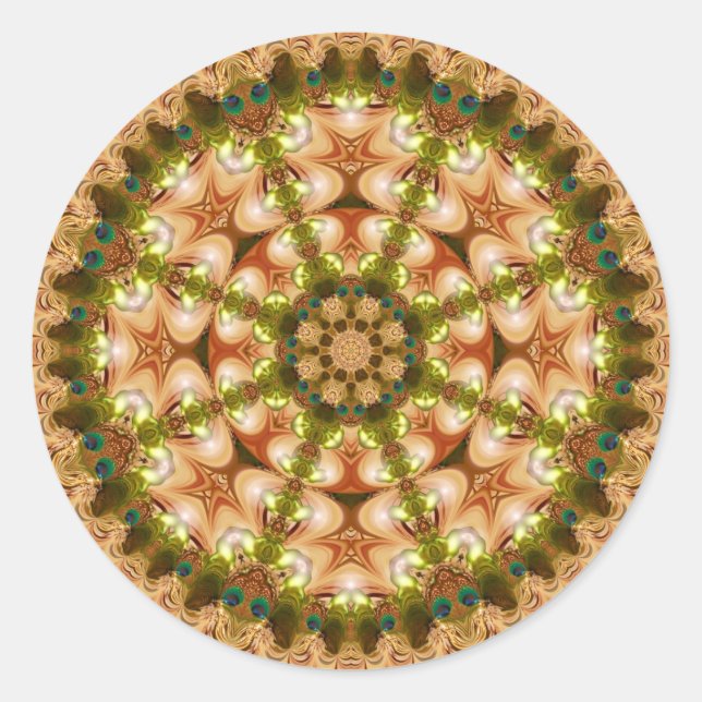 Redonda Earthy Pastel Geometric Mandala Pegatina (Anverso)