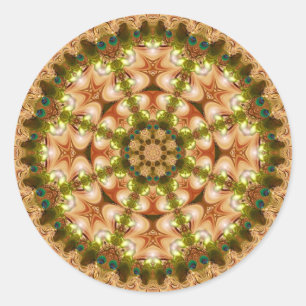 Redonda Earthy Pastel Geometric Mandala Pegatina