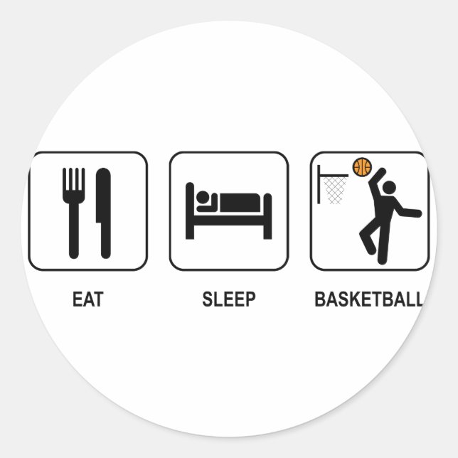 Redonda Eat Sleep Basketball Pegatina (Anverso)