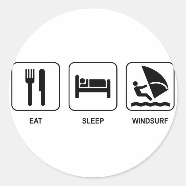 Redonda Eat Sleep Windsurf Pegatina (Anverso)
