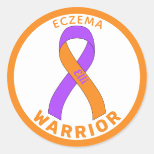Redonda Eczema Warrior Ribbon Pegatina de Ronda Blanca