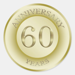 Redonda Efecto del oro Pegatina del 60º aniversario