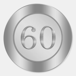 Redonda Efecto plateado 60.º Pegatina Boda Aniversario