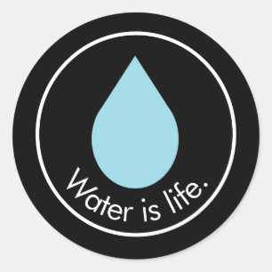 Redonda El agua es vida. Pegatina redondo clásico