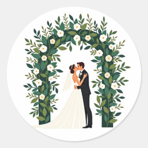 Redonda El amor en el Pegatina Boda de Bloom