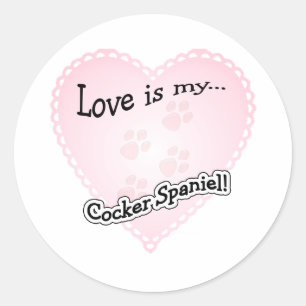 Redonda El amor es mi Cocker Spaniel - Pegatina