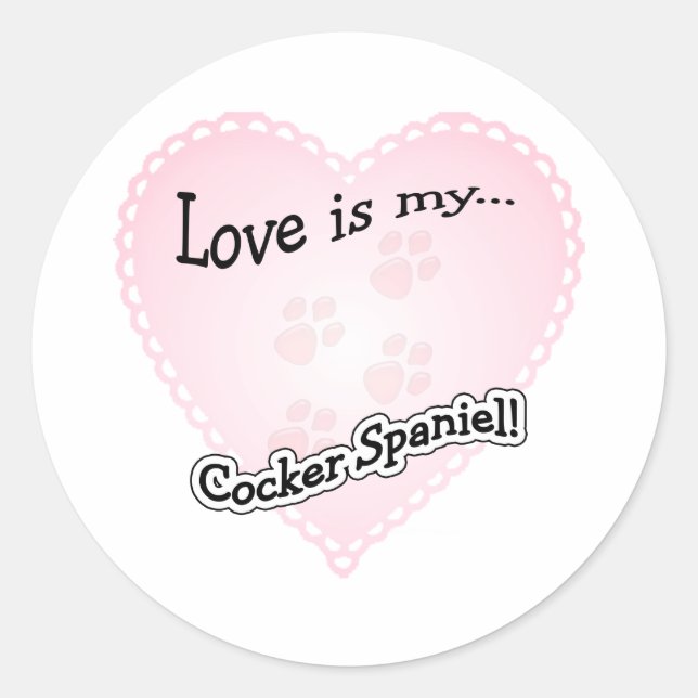Redonda El amor es mi Cocker Spaniel - Pegatina (Anverso)