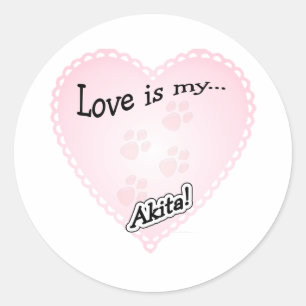 Redonda El amor es mi Pegatina Akita