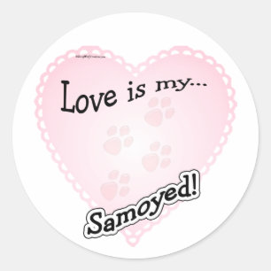 Redonda El amor es mi Pegatina Samoyed