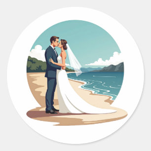 Redonda El amor eterno en el Pegatina de la boda de la pla