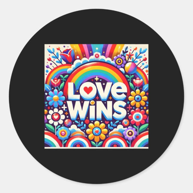 Redonda El amor gana al Pegatina de Art Tees (Anverso)
