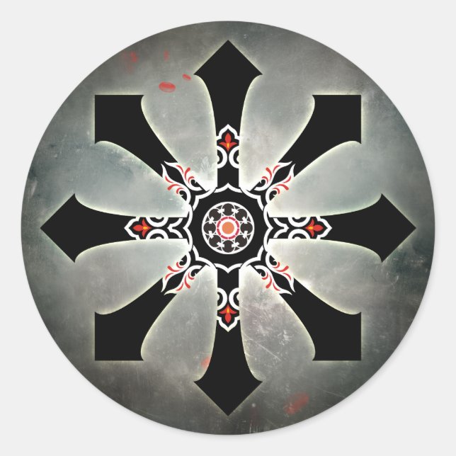 Redonda El caos revivió al pegatina (Anverso)