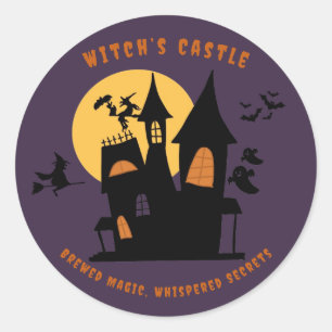 Redonda El castillo de brujas espera - Pegatina de Hallowe