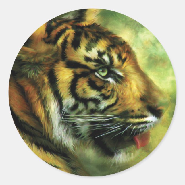Redonda El Espíritu Del Pegatina De Arte Tigre (Anverso)