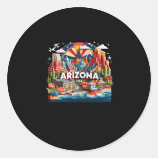 Redonda El Estado De Arizona En El Pegatina Estadounidense