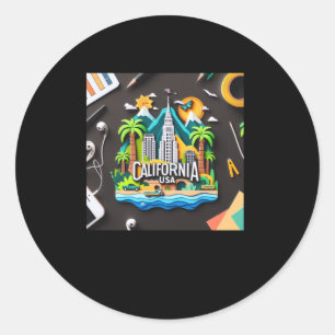 Redonda El Estado De California En El Pegatina Estadounide