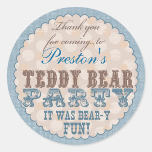 Redonda El fiesta del oso de peluche le agradece pegatina