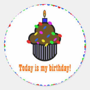 Redonda ¡El hoy es mi cumpleaños! Pegatina