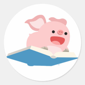 Redonda El libro volador y Pegatina de cerdo Personalizado