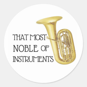 Redonda El más noble de los instrumentos - Pegatina Tuba
