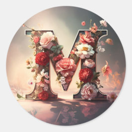 Redonda El Pegatina de la letra M sobre sobre