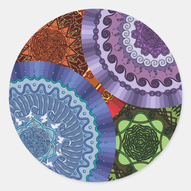 Redonda El Pegatina de los Elementos Mandalas (Anverso)