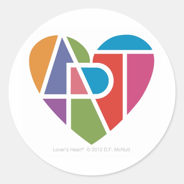 Redonda El Pegatina de Lover's Heart® Art Lover (Anverso)