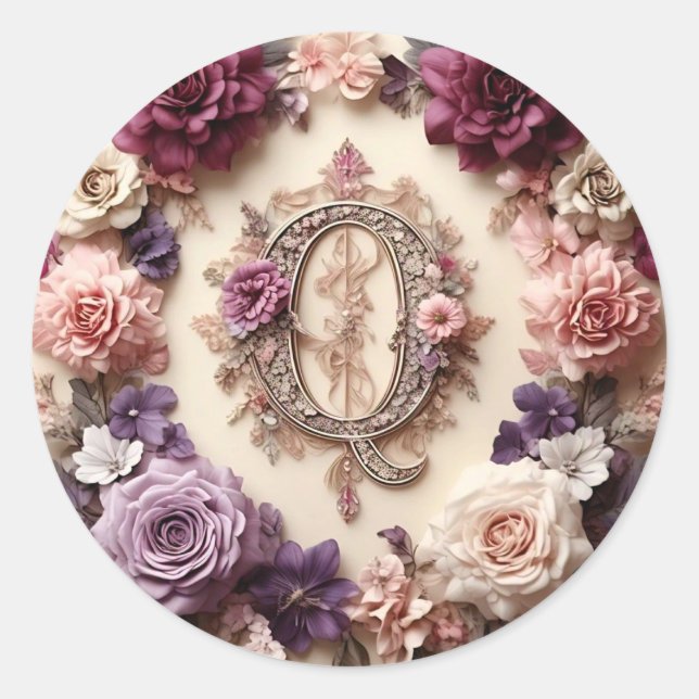 Redonda El Pegatina de sobres de la letra Q (Anverso)