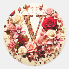 Redonda El Pegatina de sobres de la letra V