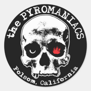 Redonda El pegatina del cráneo de los Pyromaniacs