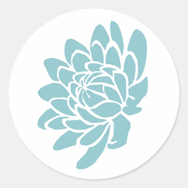 Redonda El Pegatina Lotus Flower (turquesa) (Anverso)
