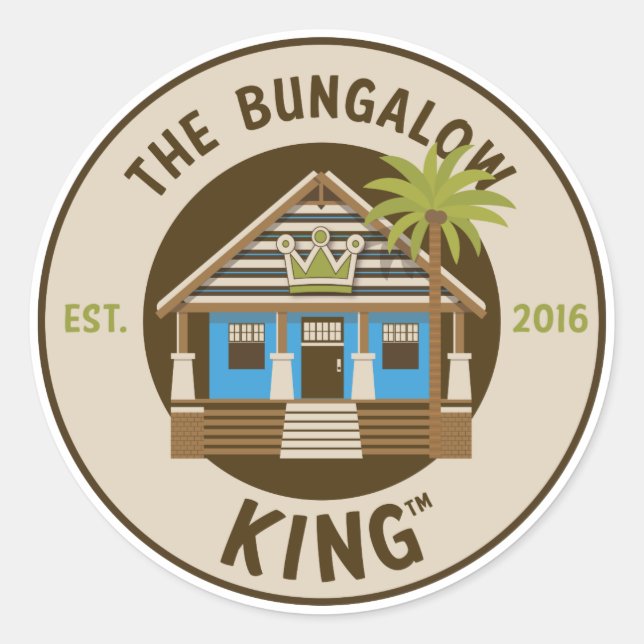 Redonda El Pegatina redondo del Bungalow King (Anverso)