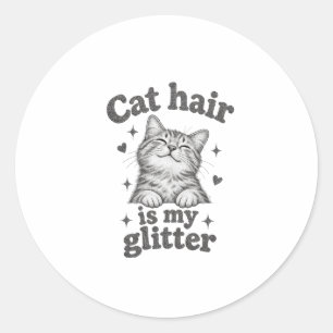 Redonda El pelo de gato es mi purpurina Pegatina de amante