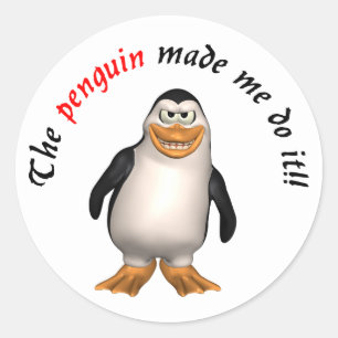 Redonda ¡El pingüino me hizo hacerlo! Pegatina