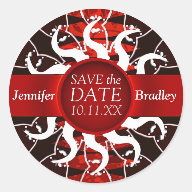 Redonda El Sol Blanco/Negro Rojo Tribal salva al Pegatina  (Anverso)