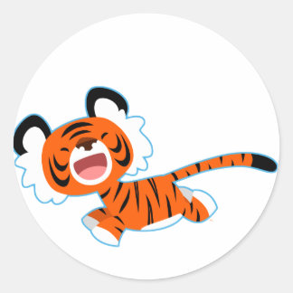 Redonda El tigre Personalizado En El Pegatina Correr