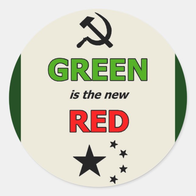 Redonda El verde es el nuevo pegatina Rojo (Anverso)